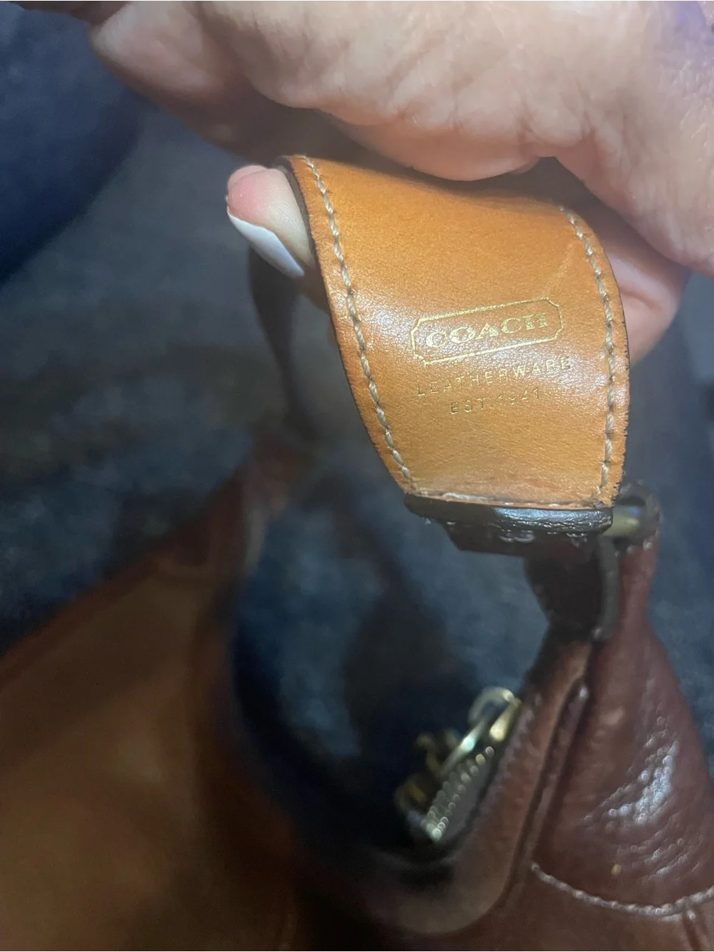 Coach Brown Pebbled Leather Hobo Shoulder Bag with Brass Hardware.